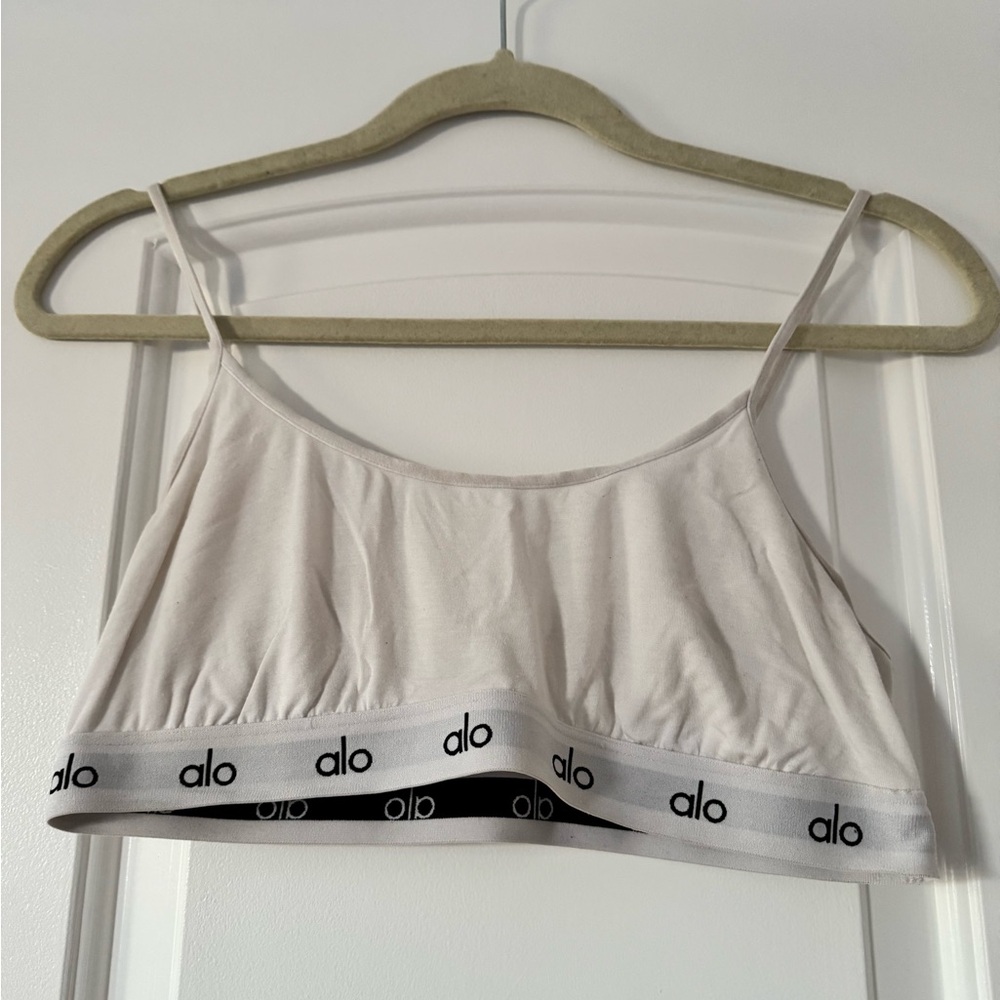 Alo White Bralette with Logo Band size small